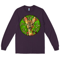 Plum red brocket deer christmas Long Sleeve Tee - LillyAllenDesigns