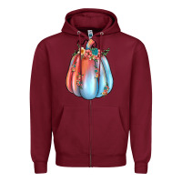 Burgundy flowers pumpkin Zipper Hoodie - JahusDesignShop