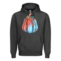 Charcoal Heather flowers pumpkin Zipper Hoodie - JahusDesignShop
