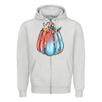 Dove Grey flowers pumpkin Zipper Hoodie - JahusDesignShop