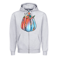 Heather Grey flowers pumpkin Zipper Hoodie - JahusDesignShop