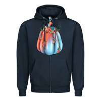 Navy flowers pumpkin Zipper Hoodie - JahusDesignShop