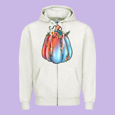 Flowers Pumpkin Zipper Hoodie Designed By Jahusdesignshop