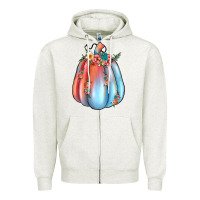 Oatmeal Heather flowers pumpkin Zipper Hoodie - JahusDesignShop