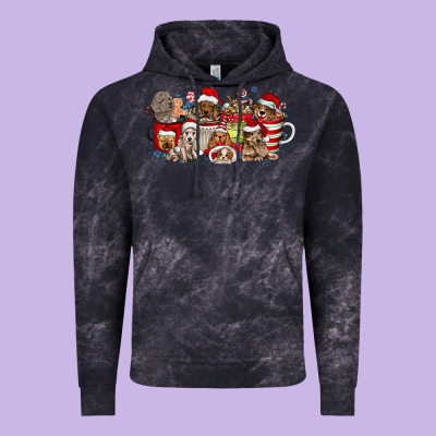 Christmas Dog Coffee Vintage Hoodie Designed By Cowhidedigitalart