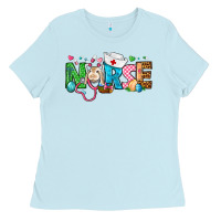 Baby Blue Easter Nurse Ladies Tee - BundleAndBundleShop