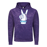 Cloud Purple girl peace sign Vintage Hoodie - linhVisuals