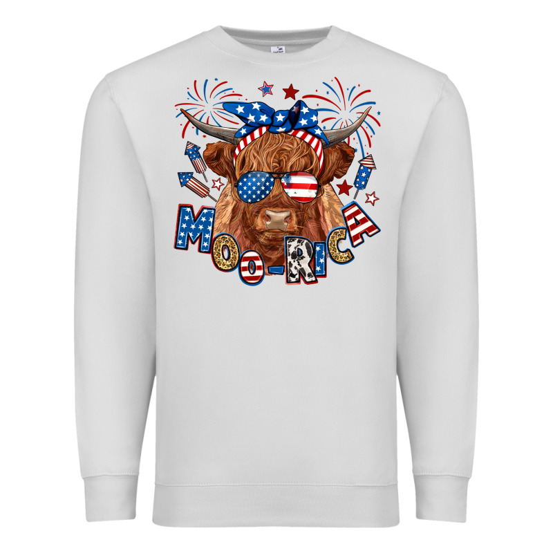 Moo Rica Highland Cow Premium Sweatshirt by RanaPortraitStore | Teevron