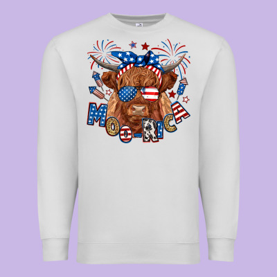 Moo Rica Highland Cow Premium Sweatshirt Designed By Ranaportraitstore