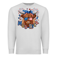 Dove Grey moo rica highland cow Premium Sweatshirt - RanaPortraitStore
