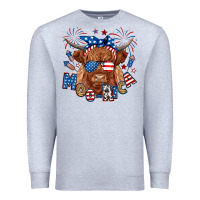 Heather Grey moo rica highland cow Premium Sweatshirt - RanaPortraitStore