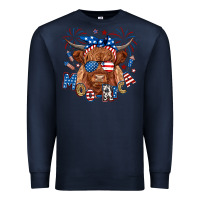 Navy moo rica highland cow Premium Sweatshirt - RanaPortraitStore