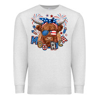 Oatmeal Heather moo rica highland cow Premium Sweatshirt - RanaPortraitStore