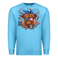 Ocean Blue moo rica highland cow Premium Sweatshirt - RanaPortraitStore