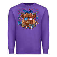 Purple moo rica highland cow Premium Sweatshirt - RanaPortraitStore