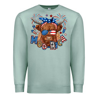 Seafoam moo rica highland cow Premium Sweatshirt - RanaPortraitStore