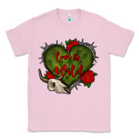 Bubblegum Pink love is wild with bullskull olivia Classic Tee - OliviaCreatesArt
