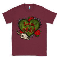 Burgundy love is wild with bullskull olivia Classic Tee - OliviaCreatesArt