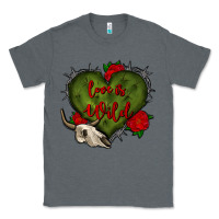 Charcoal Heather love is wild with bullskull olivia Classic Tee - OliviaCreatesArt
