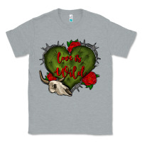 Heather Grey love is wild with bullskull olivia Classic Tee - OliviaCreatesArt