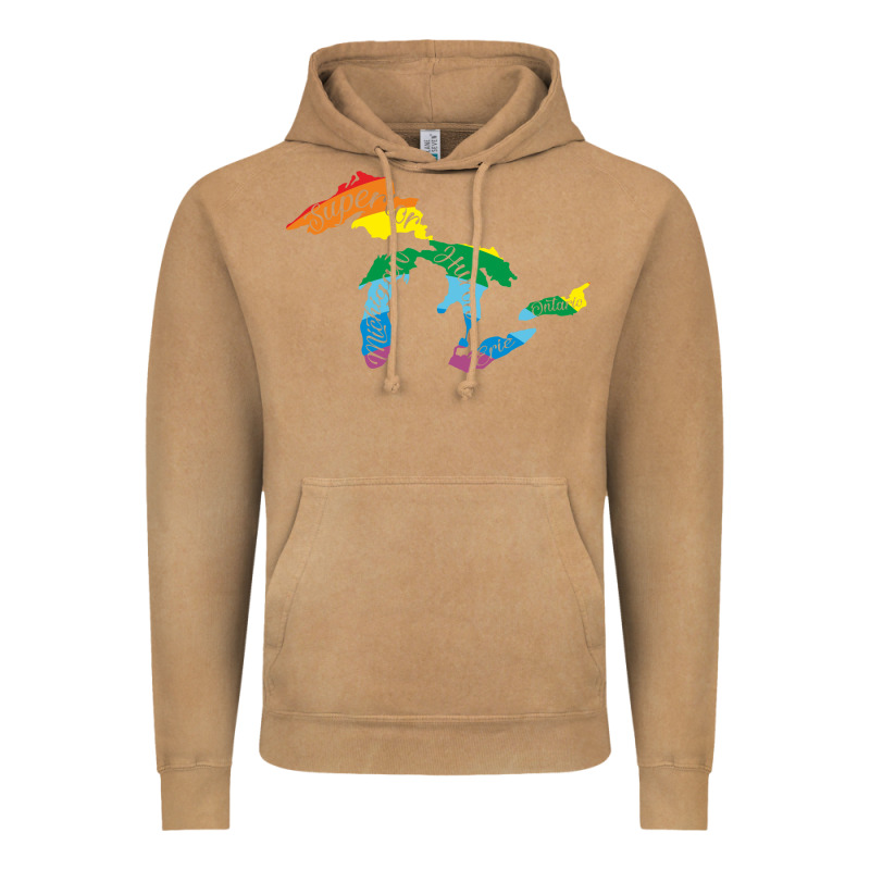 All Michigan Great Lakes Rainbow Colors Vintage Hoodie by linhVisuals | Teevron