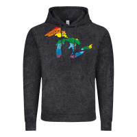 Vintage Black all michigan great lakes rainbow colors Vintage Hoodie - linhVisuals