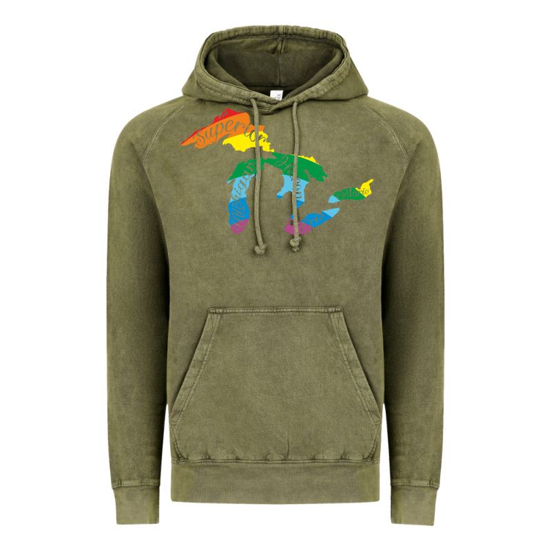 All Michigan Great Lakes Rainbow Colors Vintage Hoodie by linhVisuals | Teevron