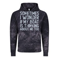 Cloud Black boating funny if my boat is thinking about me too funny pontoon boat l Vintage Hoodie - linhVisuals
