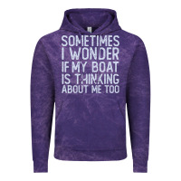 Cloud Purple boating funny if my boat is thinking about me too funny pontoon boat l Vintage Hoodie - linhVisuals