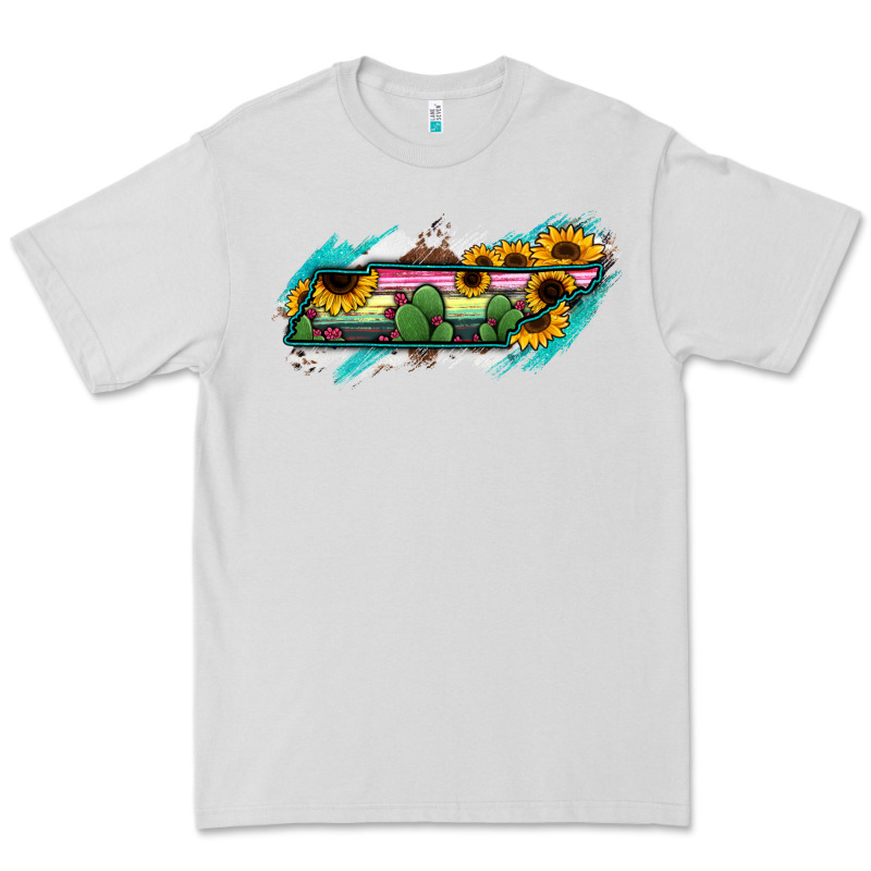 Tennessee Map Sunflower Cactus Serape Premium Tee by RanaPortraitStore | Teevron