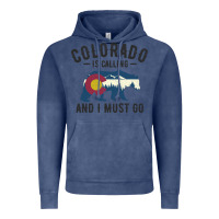 Vintage Denim colorado is calling and i must go state flag with wild bear Vintage Hoodie - linhVisuals