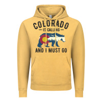 Vintage Mustard colorado is calling and i must go state flag with wild bear Vintage Hoodie - linhVisuals
