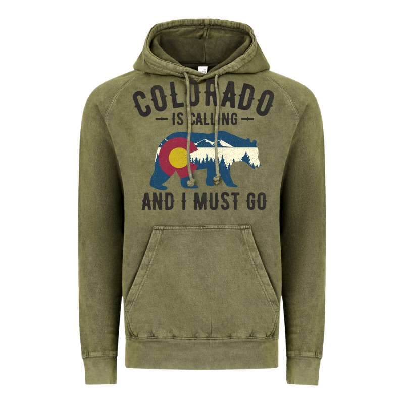 Colorado Is Calling And I Must Go State Flag With Wild Bear Vintage Hoodie by linhVisuals | Teevron