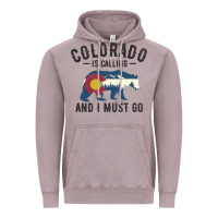 Vintage Zinc colorado is calling and i must go state flag with wild bear Vintage Hoodie - linhVisuals