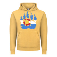 Vintage Mustard colorado state flag bear paw print pocket place Vintage Hoodie - linhVisuals