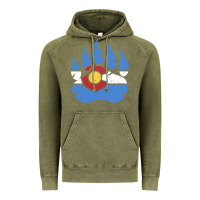 Vintage Olive colorado state flag bear paw print pocket place Vintage Hoodie - linhVisuals