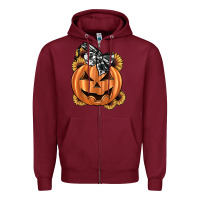 Burgundy sunflower pumpkin Zipper Hoodie - JahusDesignShop