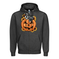 Charcoal Heather sunflower pumpkin Zipper Hoodie - JahusDesignShop