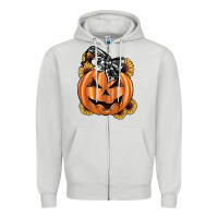 Dove Grey sunflower pumpkin Zipper Hoodie - JahusDesignShop