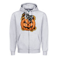 Heather Grey sunflower pumpkin Zipper Hoodie - JahusDesignShop