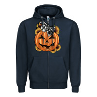Navy sunflower pumpkin Zipper Hoodie - JahusDesignShop