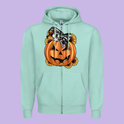 Sunflower Pumpkin Zipper Hoodie Designed By Jahusdesignshop