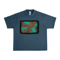 Midnight Navy western leopard turquoise glitter tooled leather Urban Heavy Tee - FaDigitalArtStudio