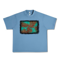Pebble Blue western leopard turquoise glitter tooled leather Urban Heavy Tee - FaDigitalArtStudio