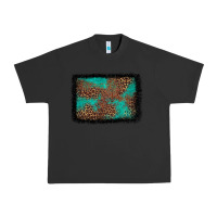 Pigment Black western leopard turquoise glitter tooled leather Urban Heavy Tee - FaDigitalArtStudio