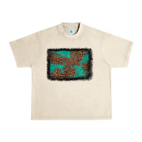 Sandshell western leopard turquoise glitter tooled leather Urban Heavy Tee - FaDigitalArtStudio