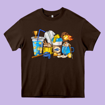Softball Coffee Cups Heavy Core Tee Designed By Howdyjamesfarm