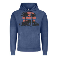 Vintage Denim florida man state funny meme vintage palm trees and sunset retro sun Vintage Hoodie - linhVisuals
