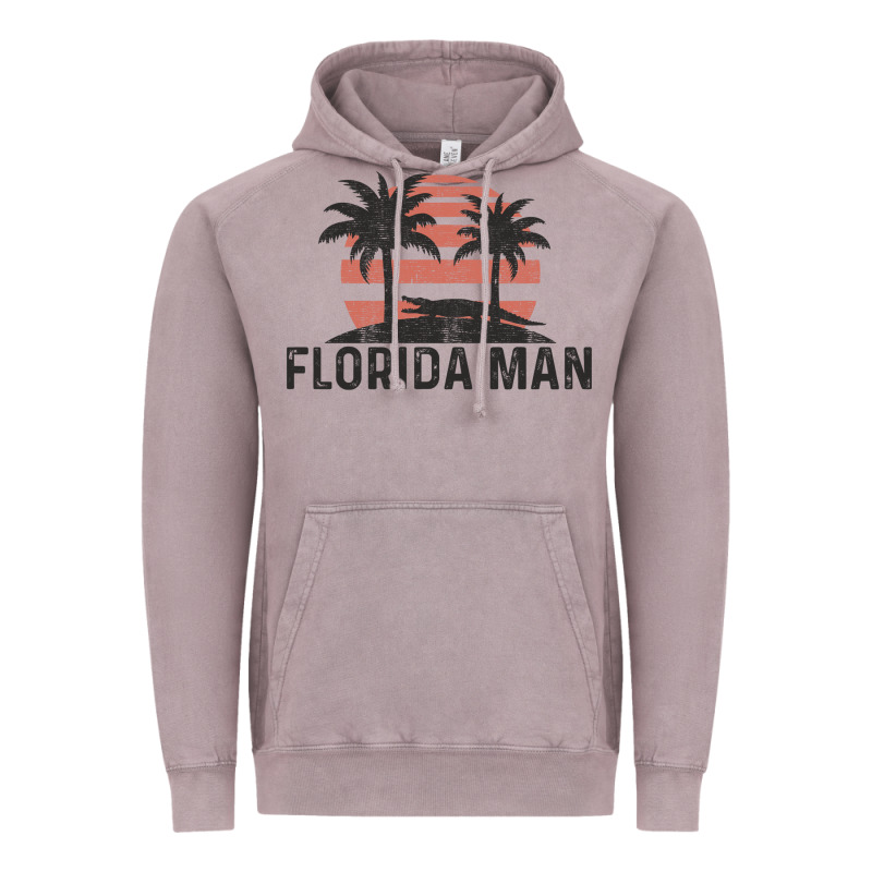 Florida Man State Funny Meme Vintage Palm Trees And Sunset Retro Sun Vintage Hoodie by linhVisuals | Teevron