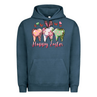Pigment Midnight Navy Happy Easter Dental Urban Hoodie - RanaPortraitStore